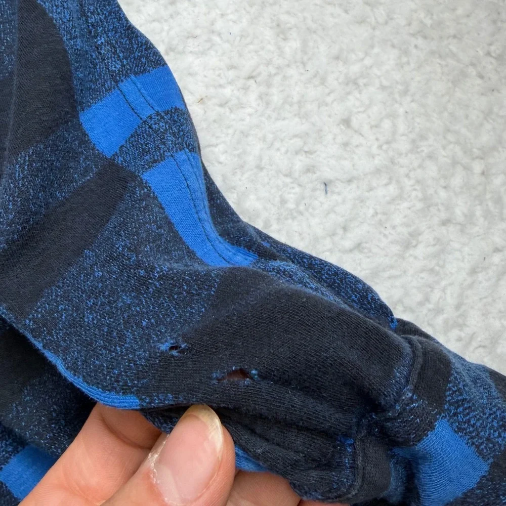 Polo Ralph Lauren Guide Men XXL Blue Black Plaid Cotton work shirt cateye button